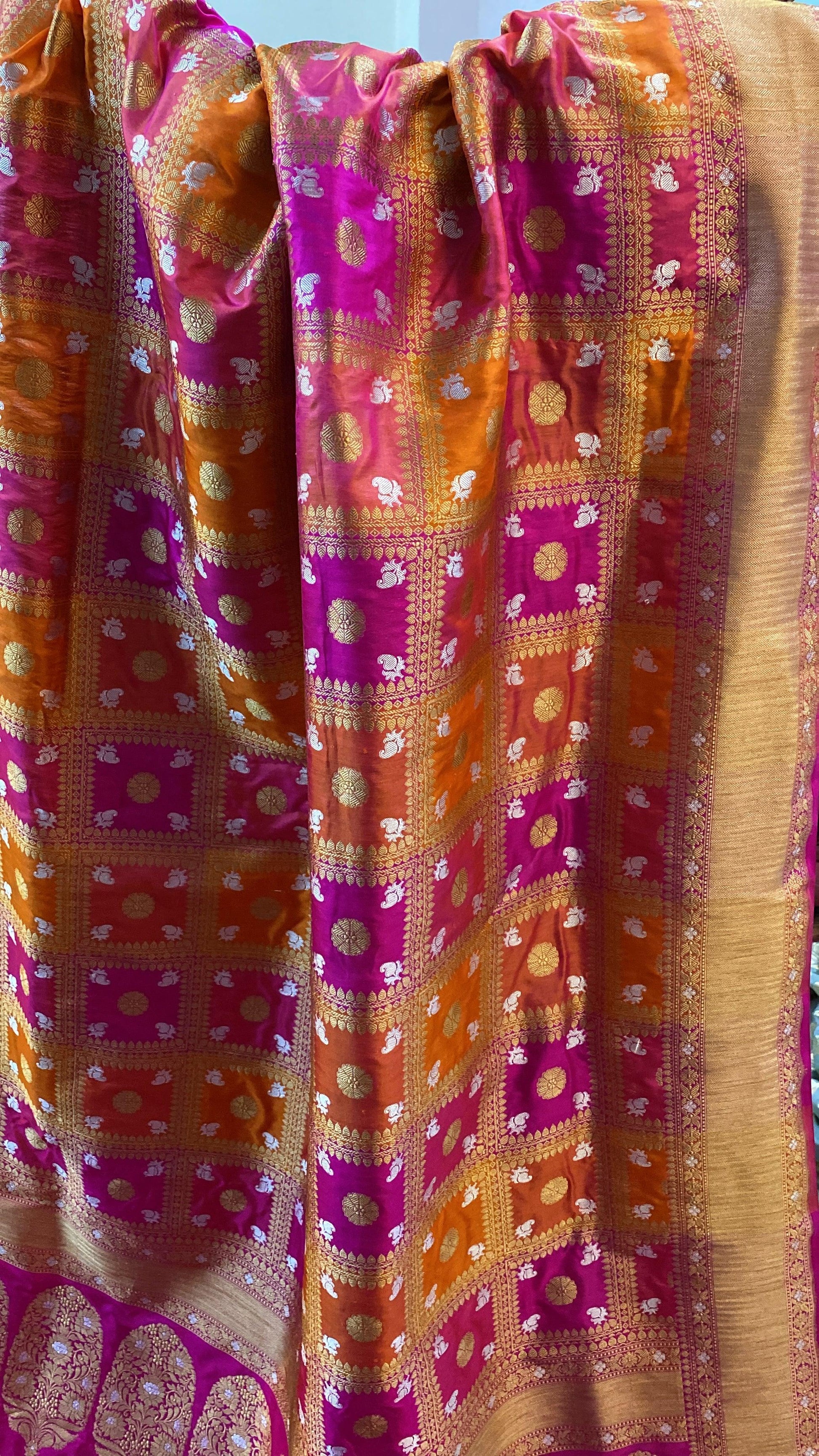 Bright Rangkaat Pure Banarasi Katan Silk Handloom Saree by Shades Of Benares - banarasi - banarasi saree shop