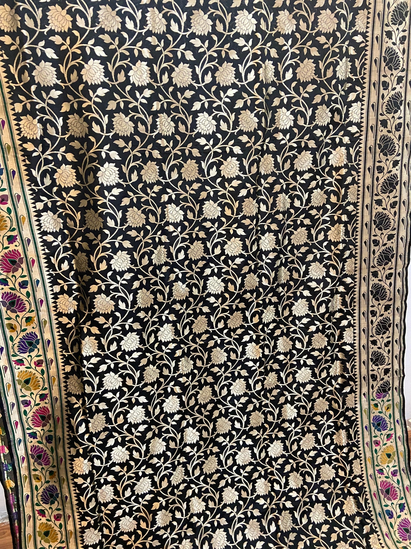 Classy Black Pure Banarasi Katan Silk Handloom Kadhwa Paithani Saree by Shades Of Benares - banarasi - banarasi saree shop