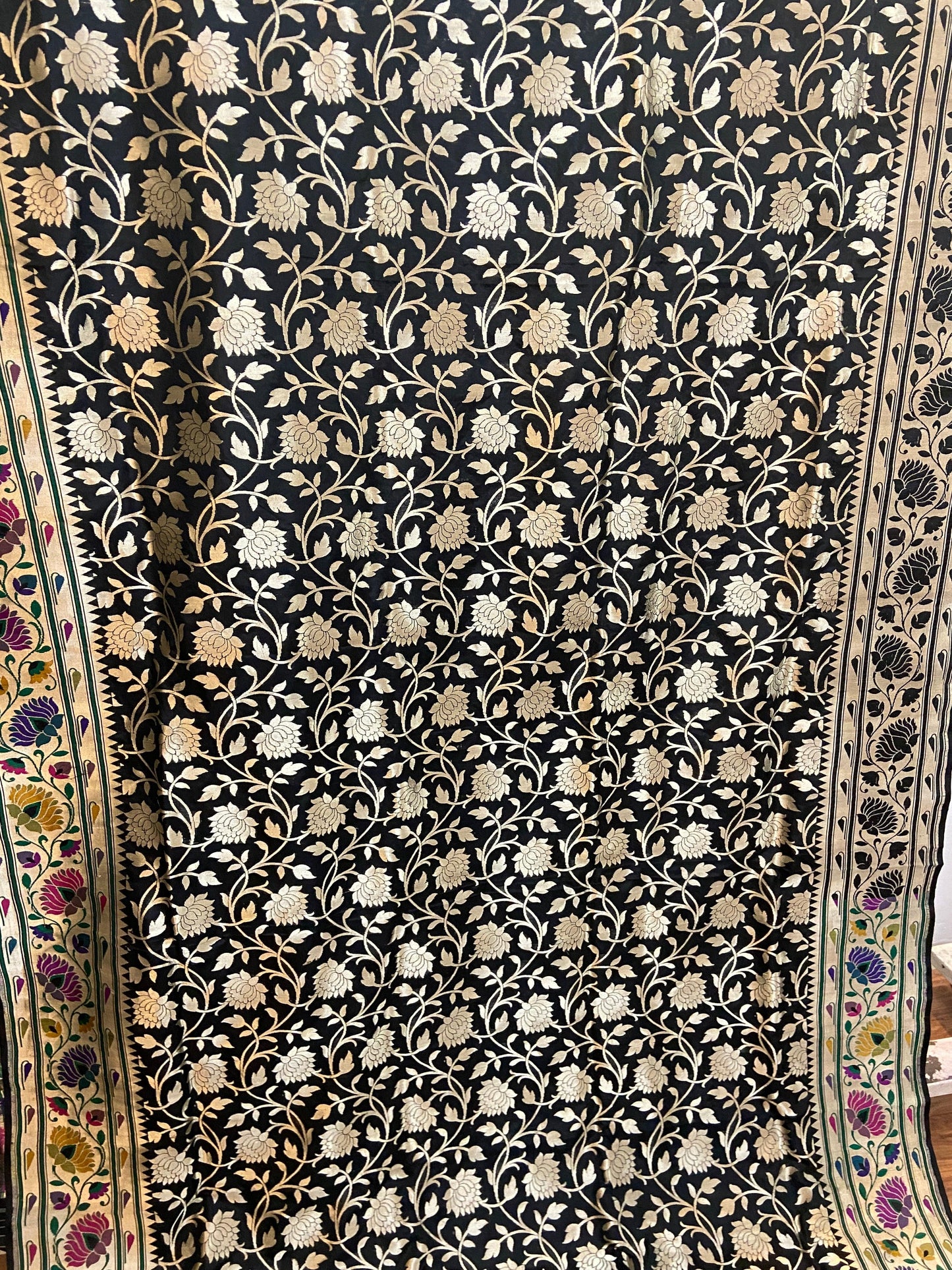 Classy Black Pure Banarasi Katan Silk Handloom Kadhwa Paithani Saree by Shades Of Benares - banarasi - banarasi saree shop