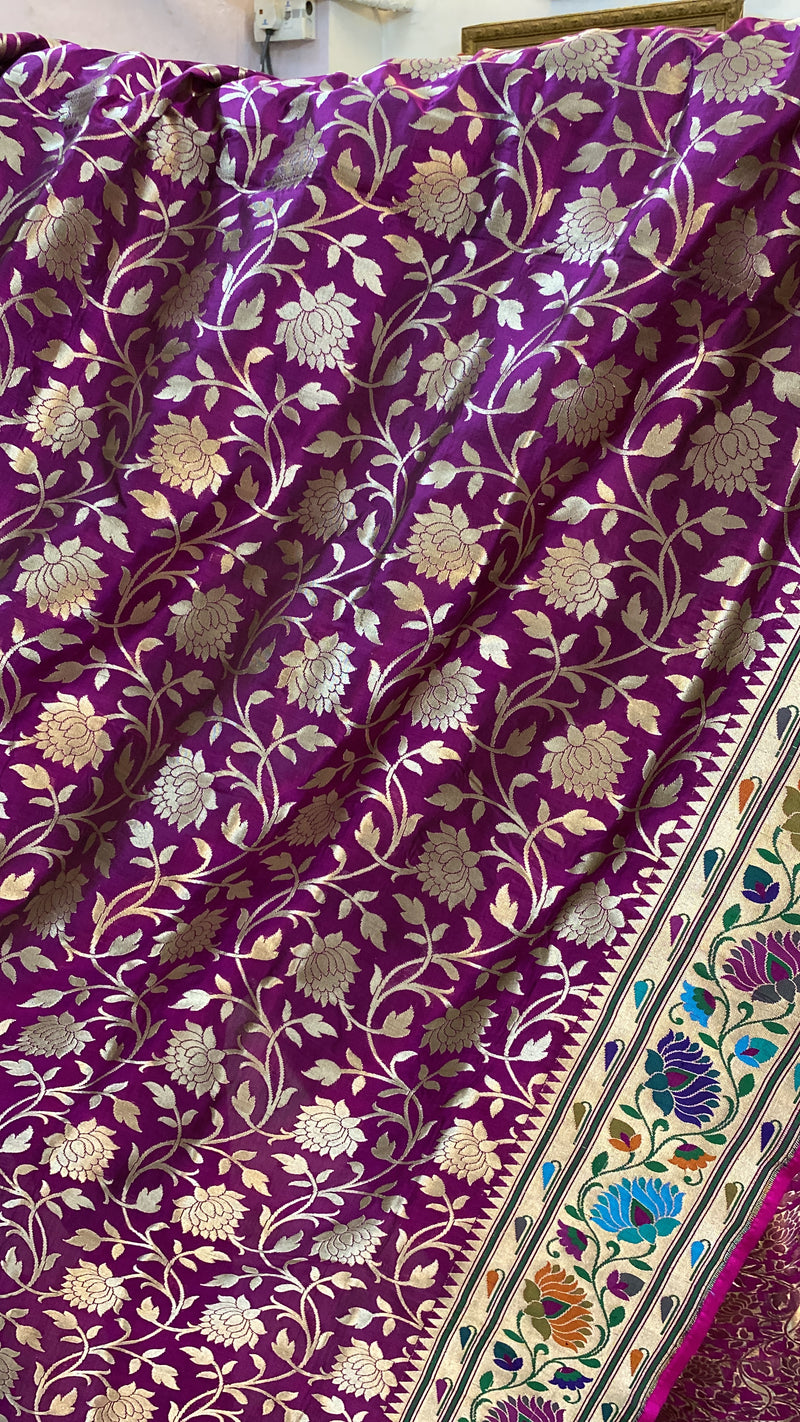 Classy Magenta Pure Banarasi Katan Silk Handloom Saree by Shades Of Benares - banarasi - banarasi saree shop