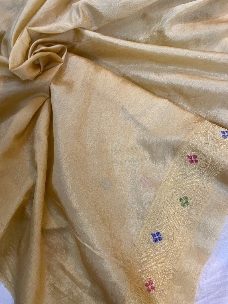 Creme Banarasi Katan Soft Silk Handloom Saree - Shades Of Benares