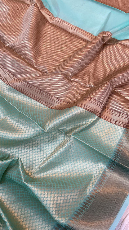 Creme Handloom Katan Soft Silk Banarasi Saree by Shades Of Benares - banarasi - banarasi saree shop