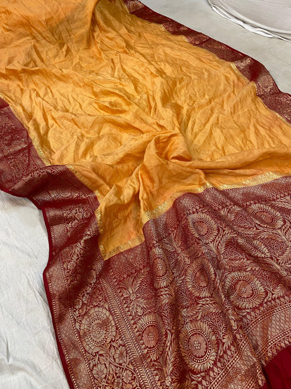 Creme Pure Banarasi Katan Silk Handloom Saree - Kadhwa Border & Pallu by Shades Of Benares - banarasi - banarasi saree shop