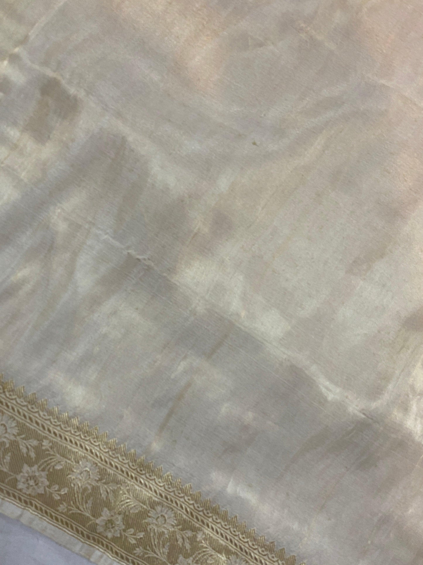 Creme Pure Banarasi Katan Tissue Silk Handloom Saree by Shades Of Benares - banarasi - banarasi saree shop