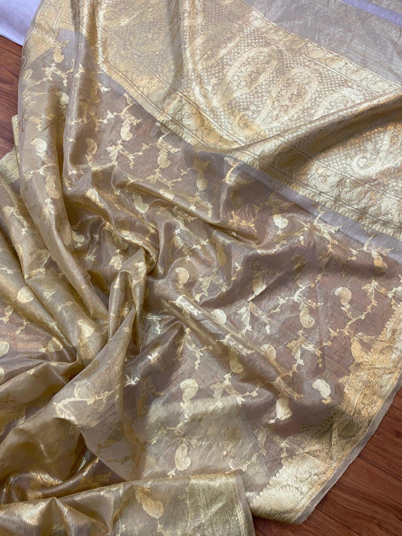 Creme Pure Banarasi Tissue Silk Handloom Saree - Shades Of Benares