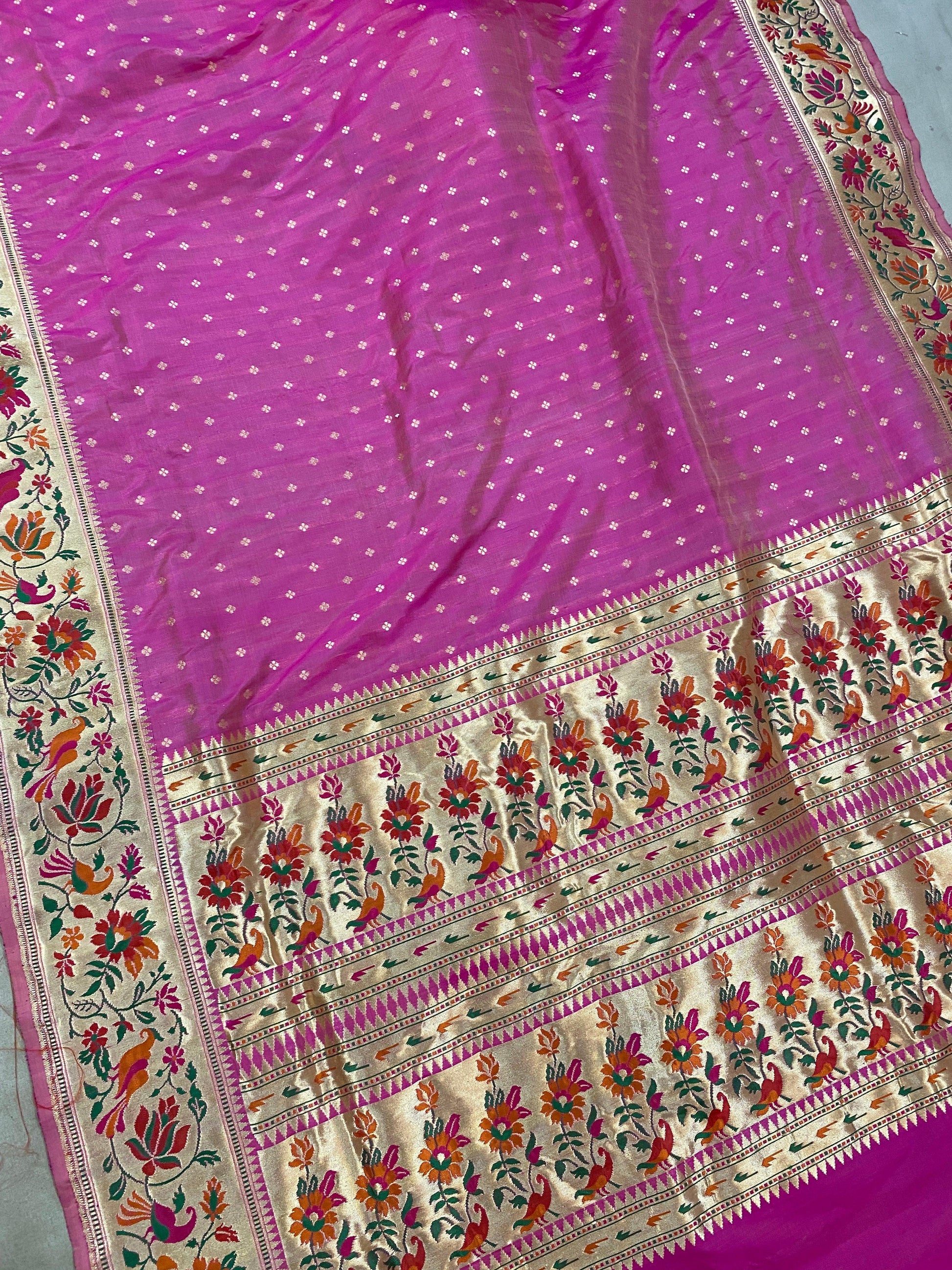 Cute Pink Pure Banarasi Katan Silk Handloom Pathani Saree by Shades Of Benares - banarasi - banarasi saree shop