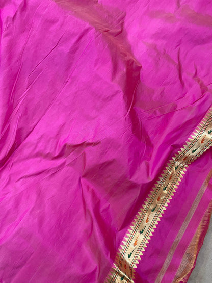 Cute Pink Pure Banarasi Katan Silk Handloom Pathani Saree by Shades Of Benares - banarasi - banarasi saree shop