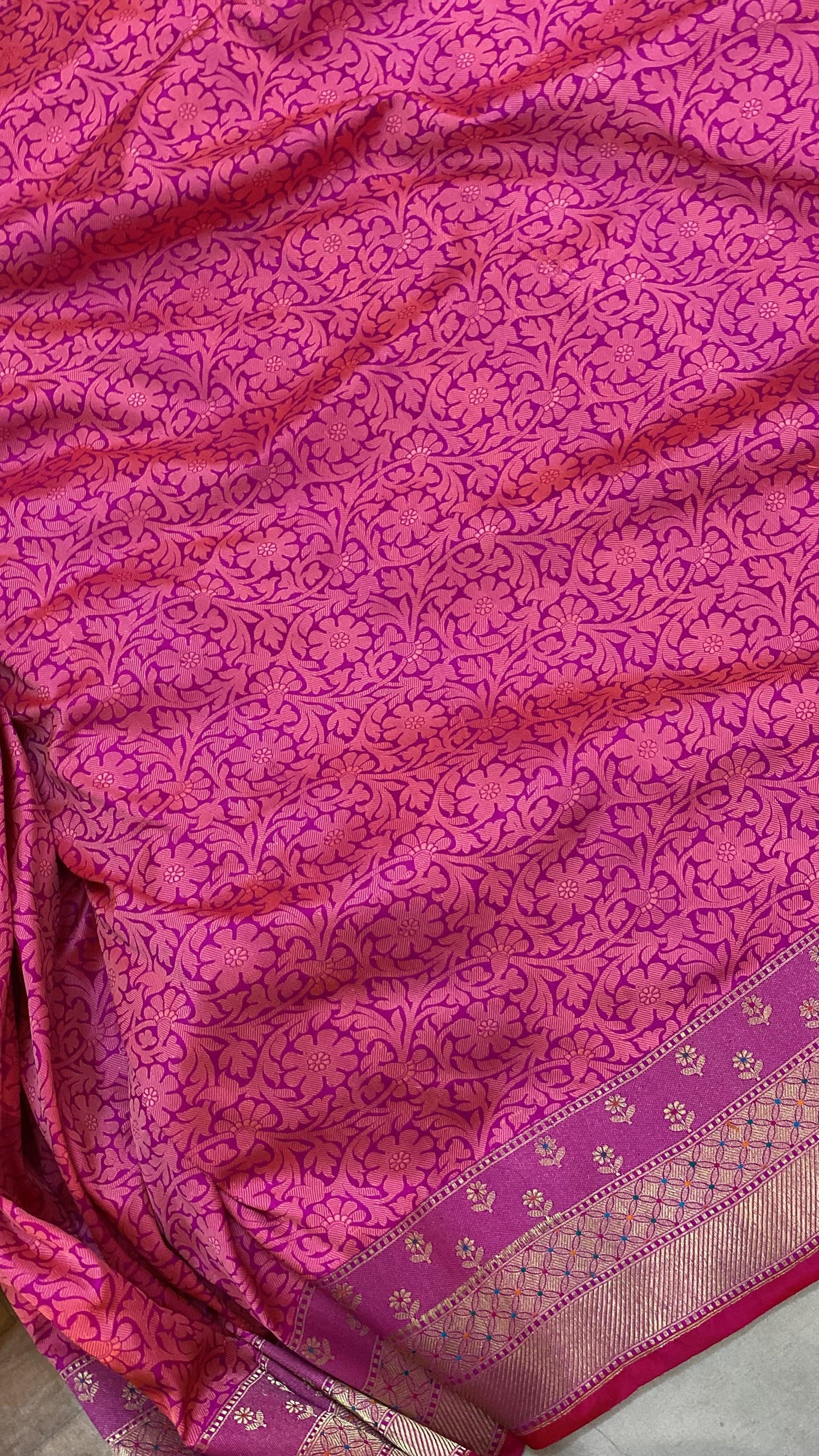 Dark Pink Pure Banarasi Katan Silk Handloom Saree by Shades Of Benares - banarasi - banarasi saree shop