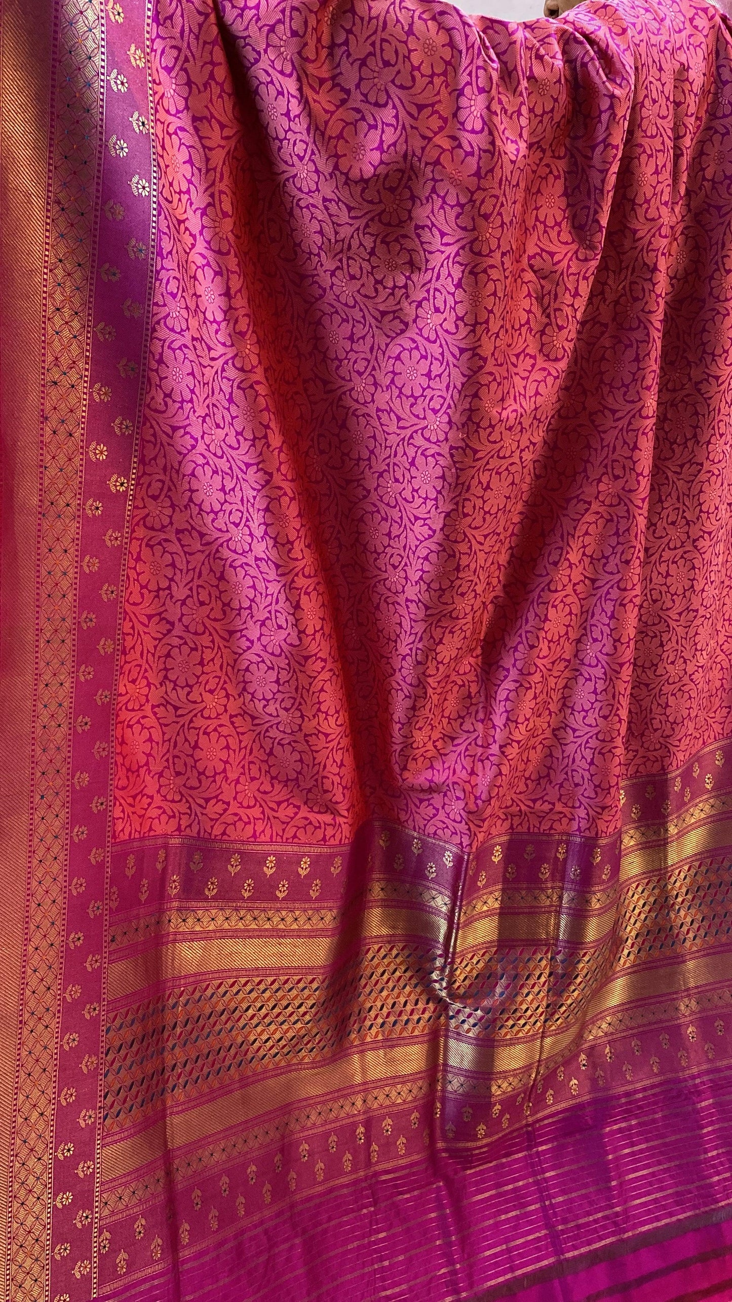 Dark Pink Pure Banarasi Katan Silk Handloom Saree by Shades Of Benares - banarasi - banarasi saree shop