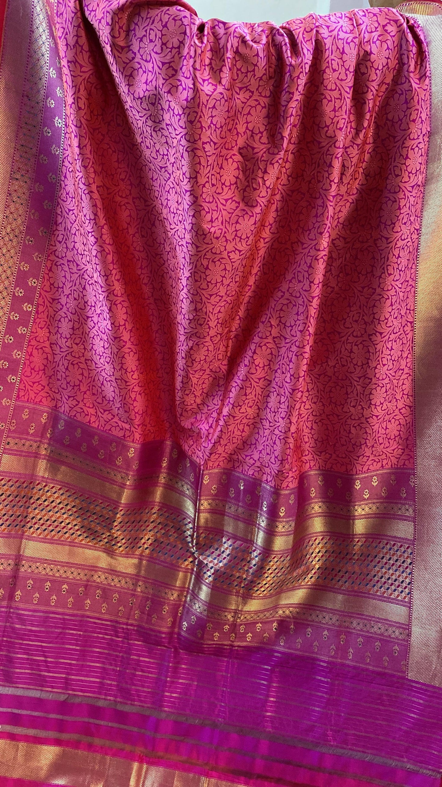 Dark Pink Pure Banarasi Katan Silk Handloom Saree by Shades Of Benares - banarasi - banarasi saree shop