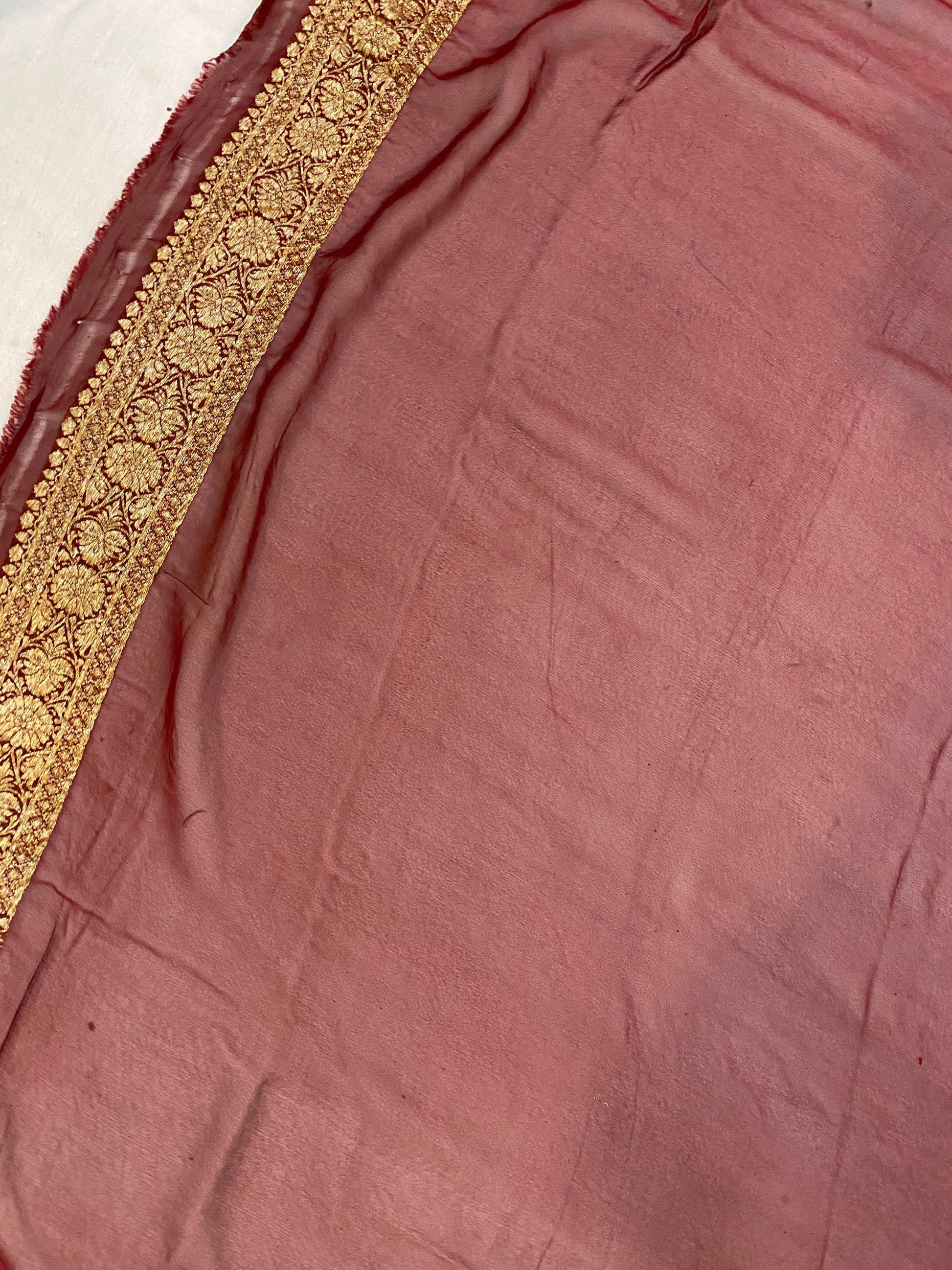 Deep Maroon Pure Banarasi Khaddi Georgette Handloom Saree by Shades Of Benares - banarasi - banarasi saree shop