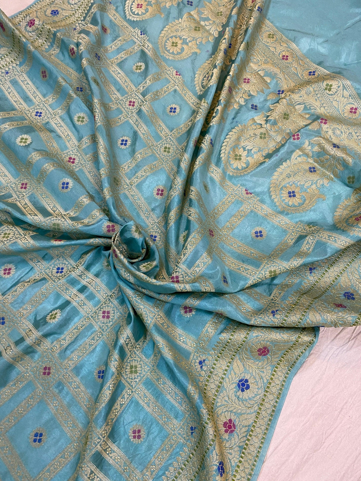 Electric Blue Banarasi Katan Soft Silk Handloom Saree by Shades Of Benares - banarasi - banarasi saree shop