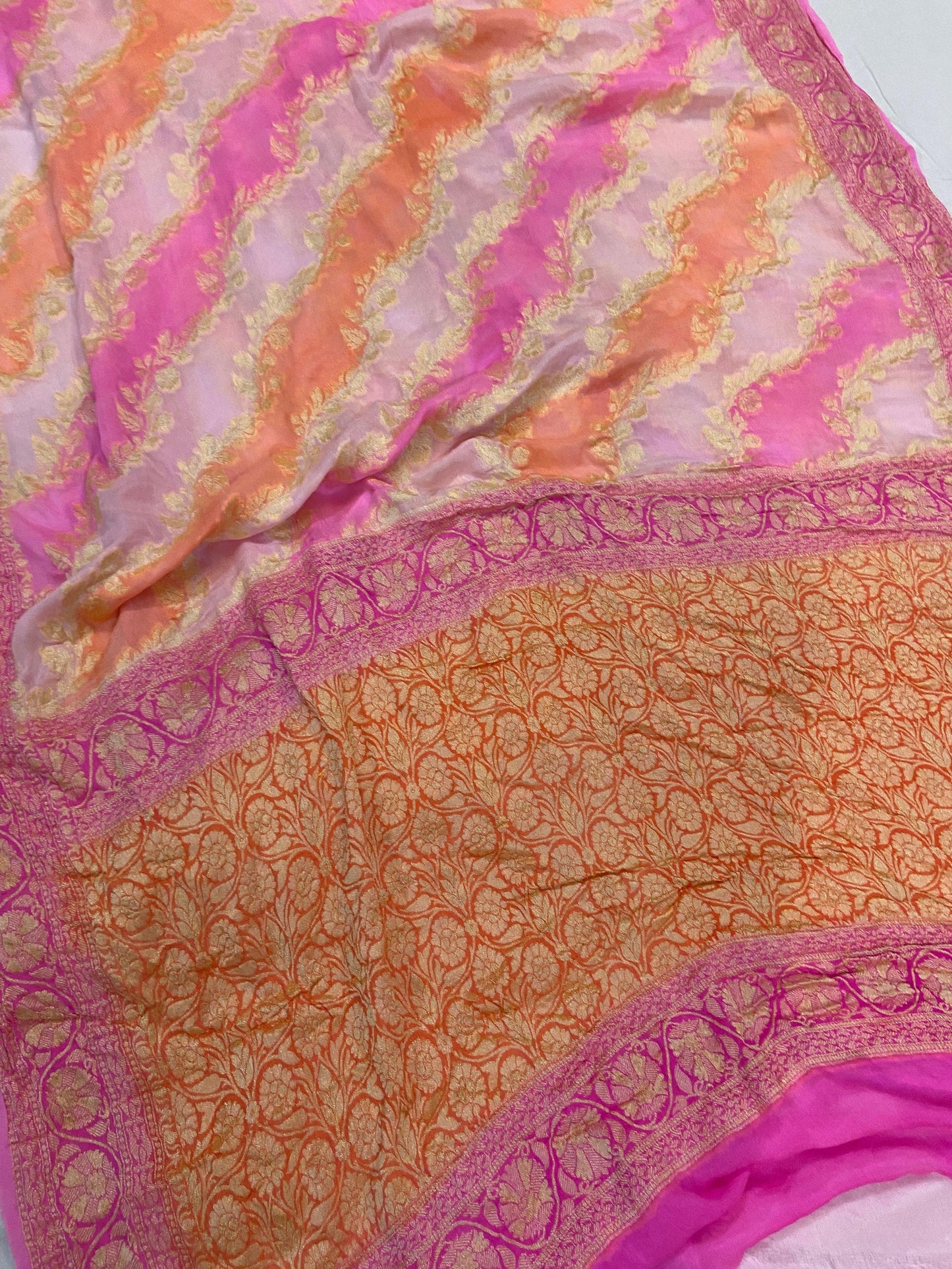 Exquisite Baby Pink Pure Banarasi Khaddi Georgette Handloom Saree by Shades Of Benares - banarasi - banarasi saree shop