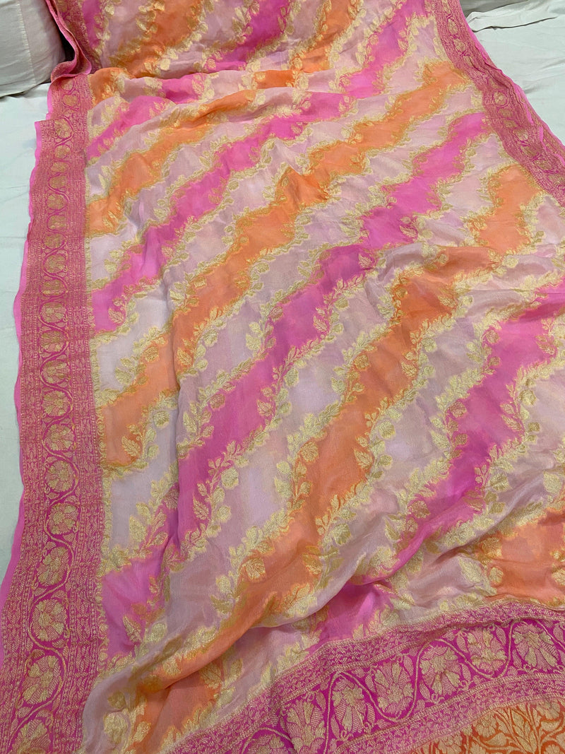 Exquisite Baby Pink Pure Banarasi Khaddi Georgette Handloom Saree by Shades Of Benares - banarasi - banarasi saree shop