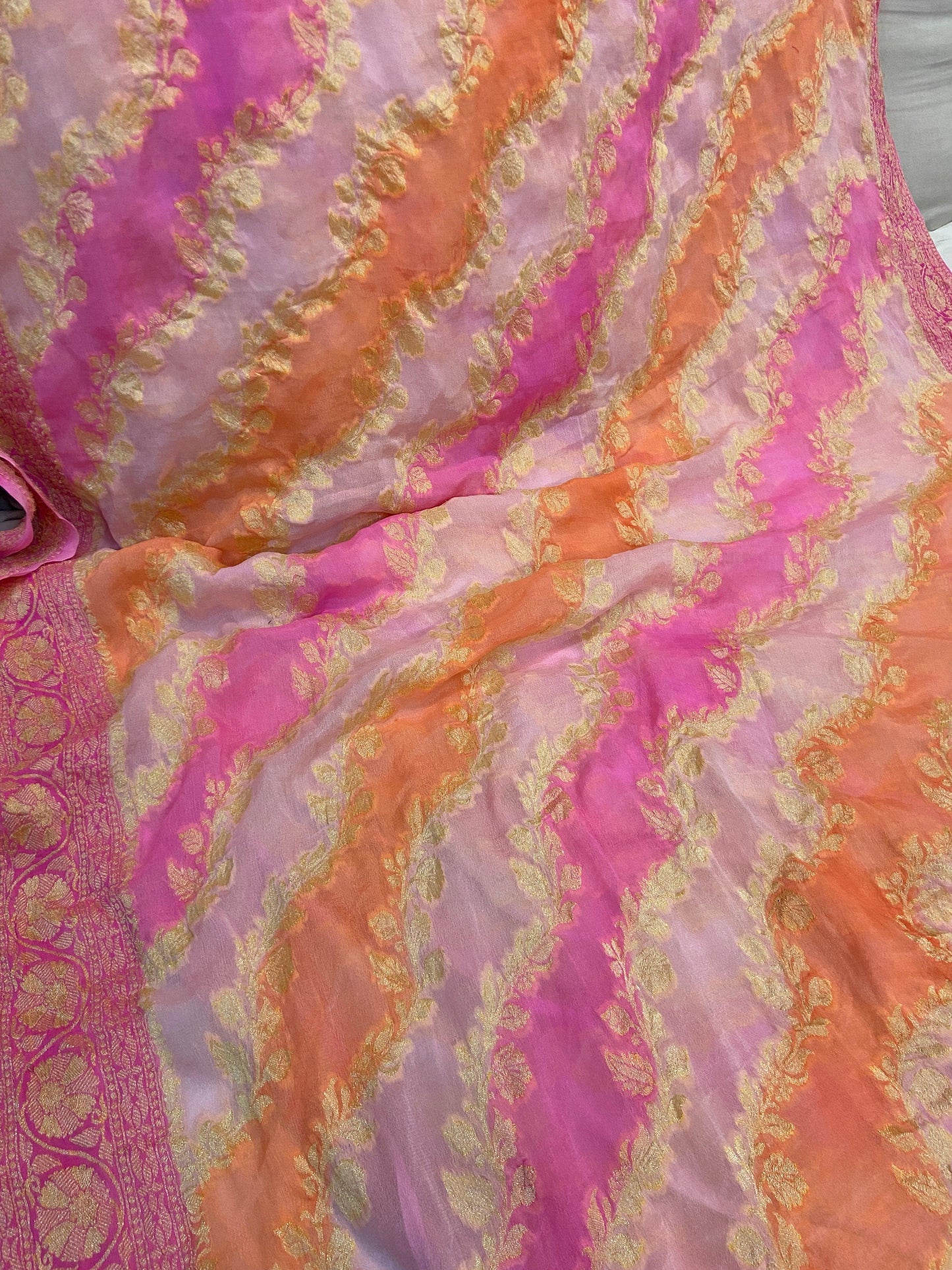 Exquisite Baby Pink Pure Banarasi Khaddi Georgette Handloom Saree by Shades Of Benares - banarasi - banarasi saree shop