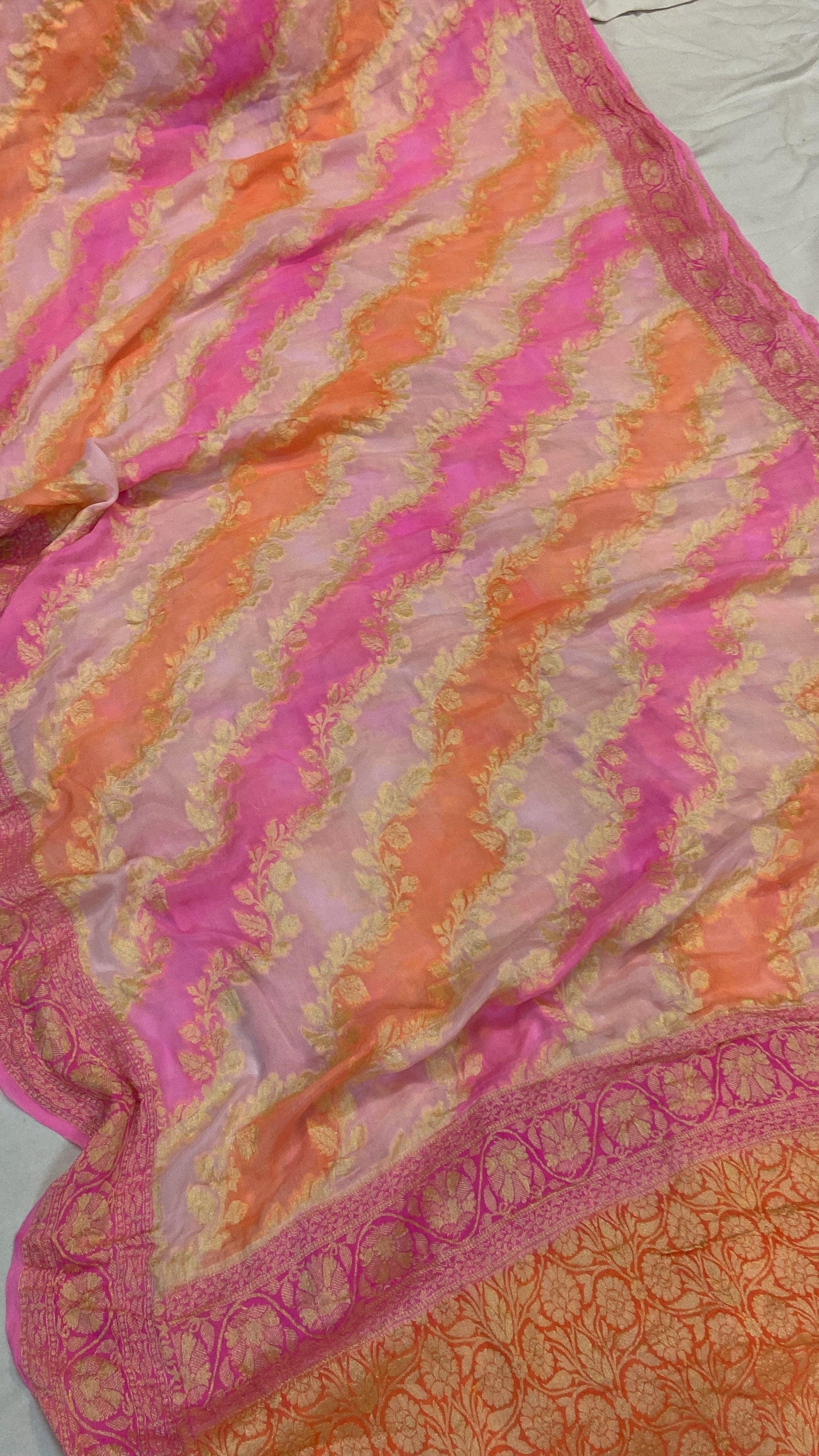 Exquisite Baby Pink Pure Banarasi Khaddi Georgette Handloom Saree by Shades Of Benares - banarasi - banarasi saree shop