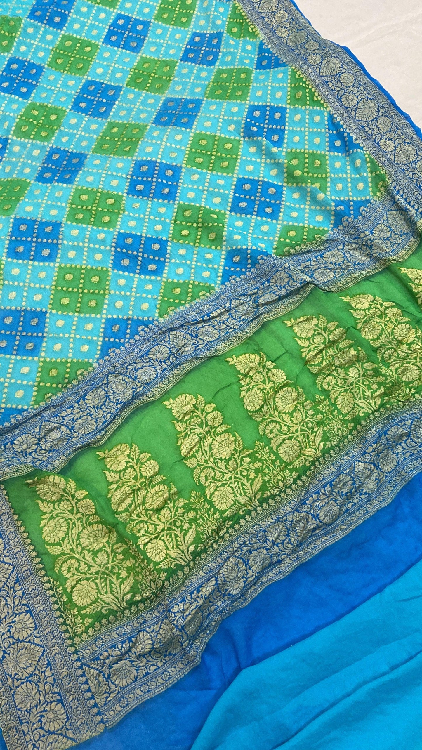 Exquisite Blue Banarasi Khaddi Georgette Sari by Shades Of Benares - banarasi - banarasi saree shop