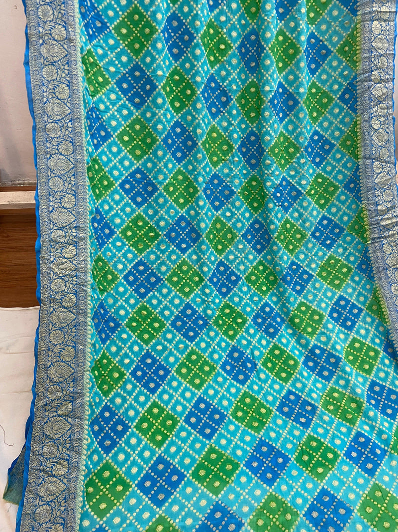 Exquisite Blue Banarasi Khaddi Georgette Sari by Shades Of Benares - banarasi - banarasi saree shop