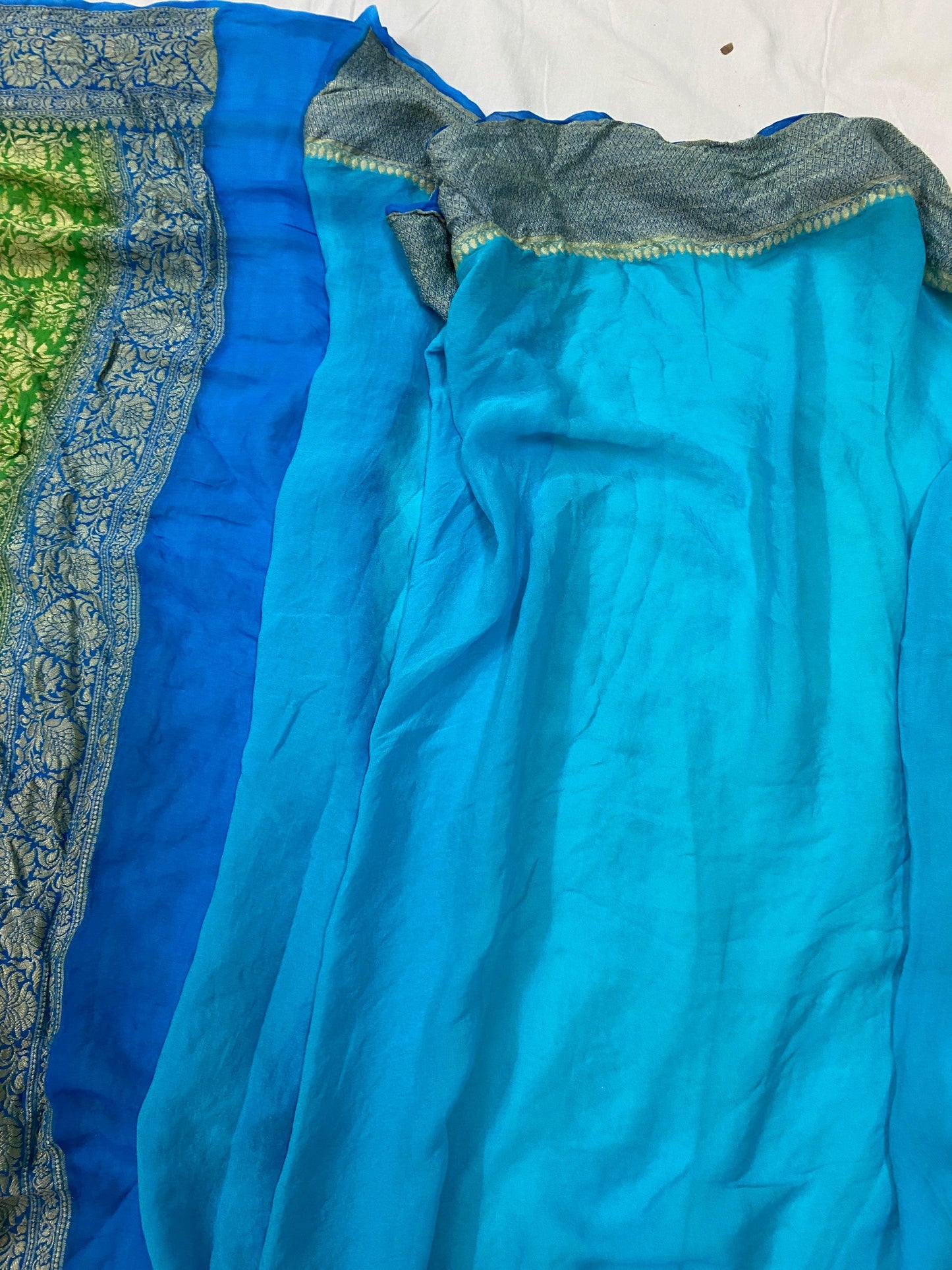 Exquisite Blue Banarasi Khaddi Georgette Sari by Shades Of Benares - banarasi - banarasi saree shop