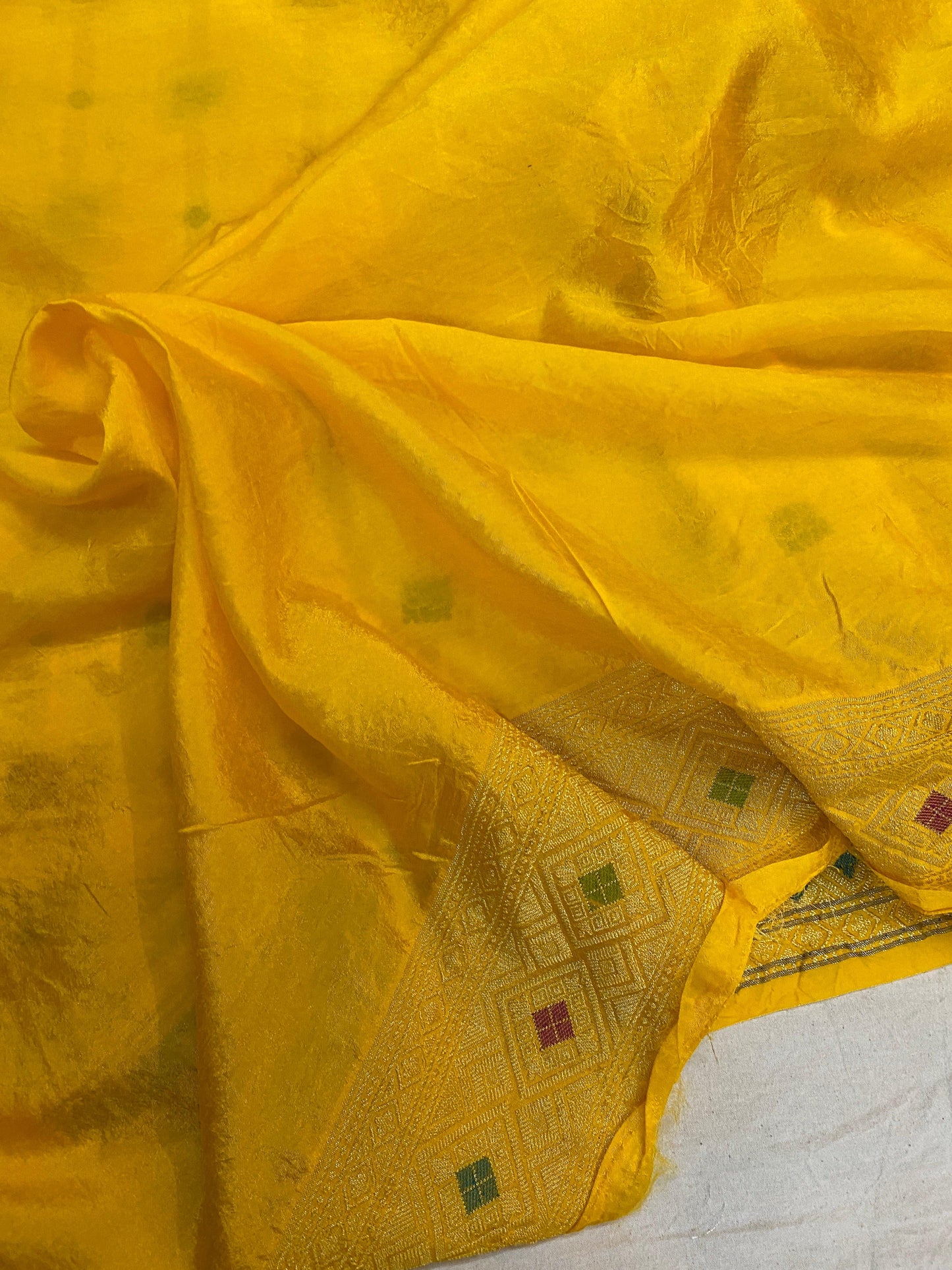 Fine Yellow Banarasi Katan Soft Silk Handloom Saree by Shades Of Benares - banarasi - banarasi saree shop