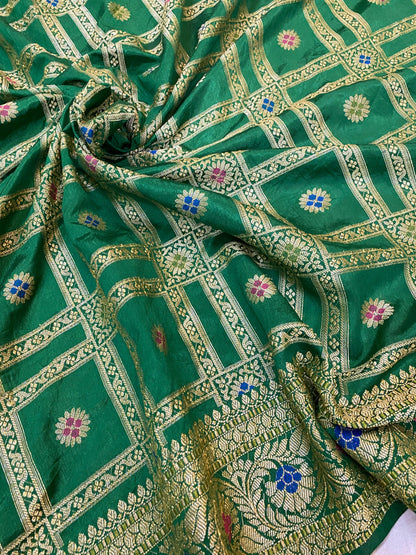 Green Banarasi Katan Soft Silk Handloom Saree by Shades Of Benares - banarasi - banarasi saree shop