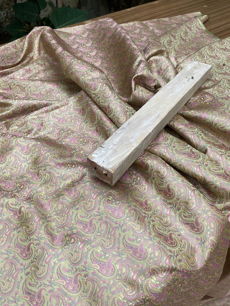 Green Handloom Pure Katan Silk Brocade Banarasi Fabric by Shades Of Benares - banarasi - banarasi saree shop