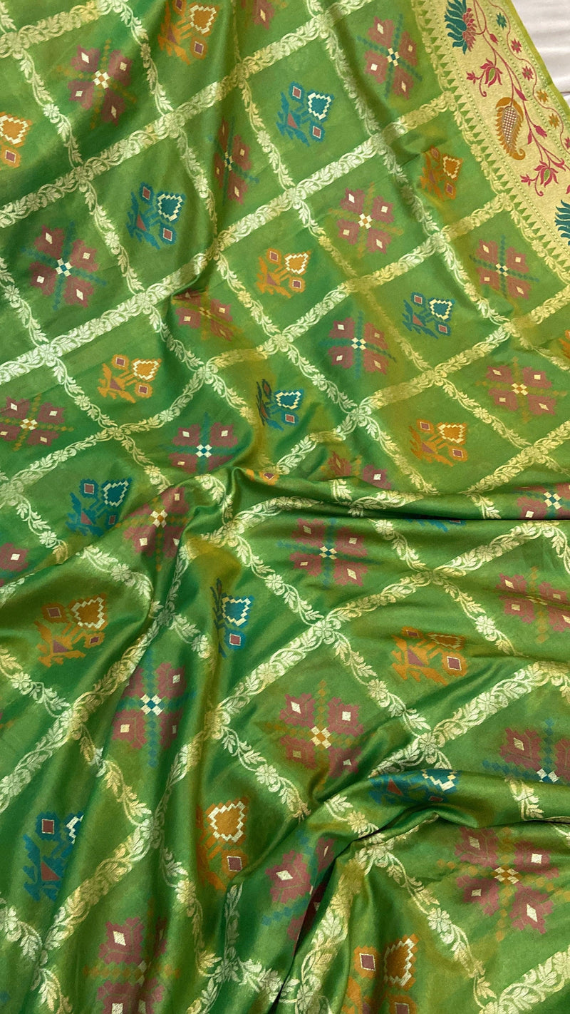 Green Pure Banarasi Katan Silk Handloom Saree by Shades Of Benares - banarasi - banarasi saree shop