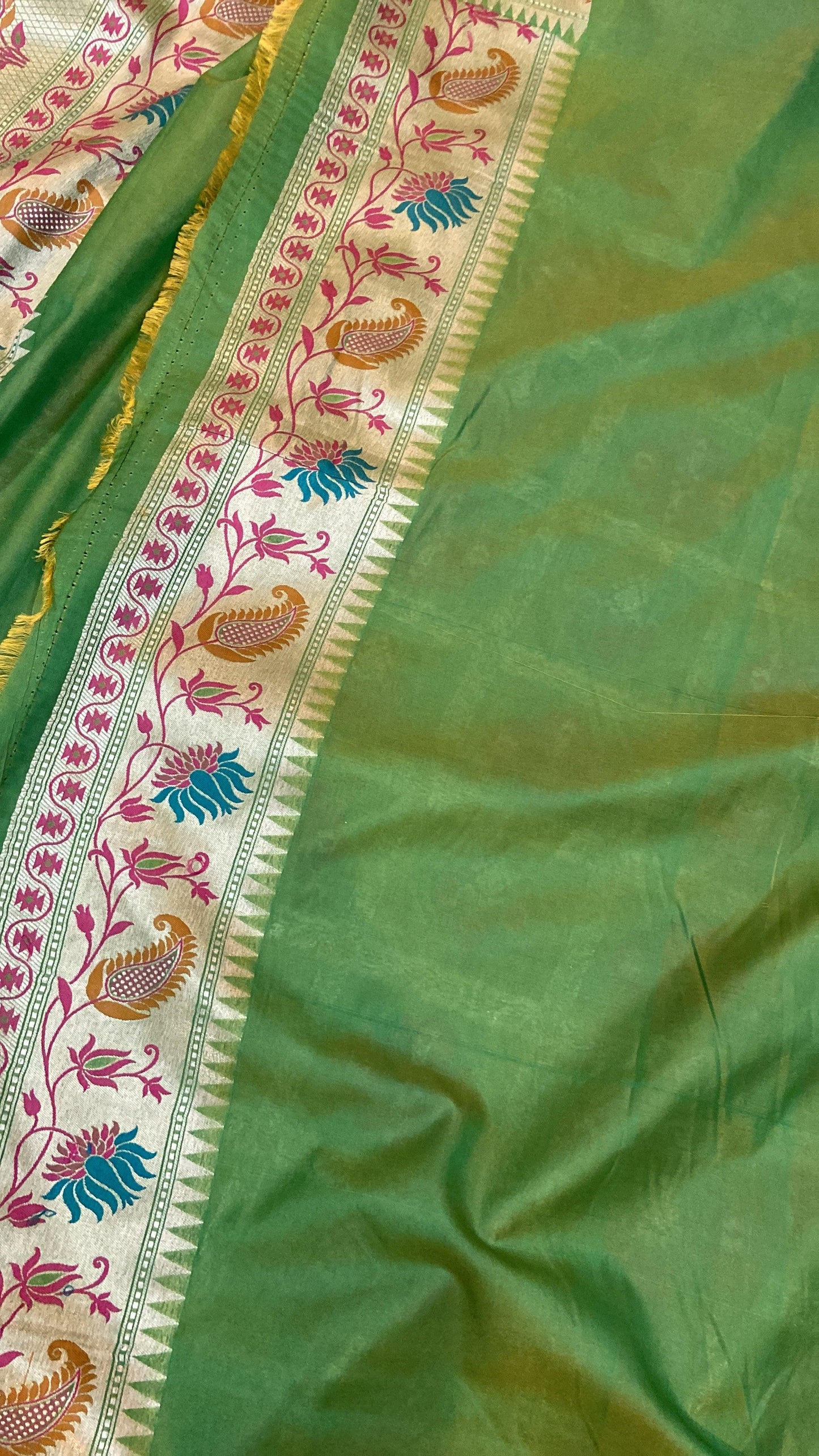 Green Pure Banarasi Katan Silk Handloom Saree by Shades Of Benares - banarasi - banarasi saree shop