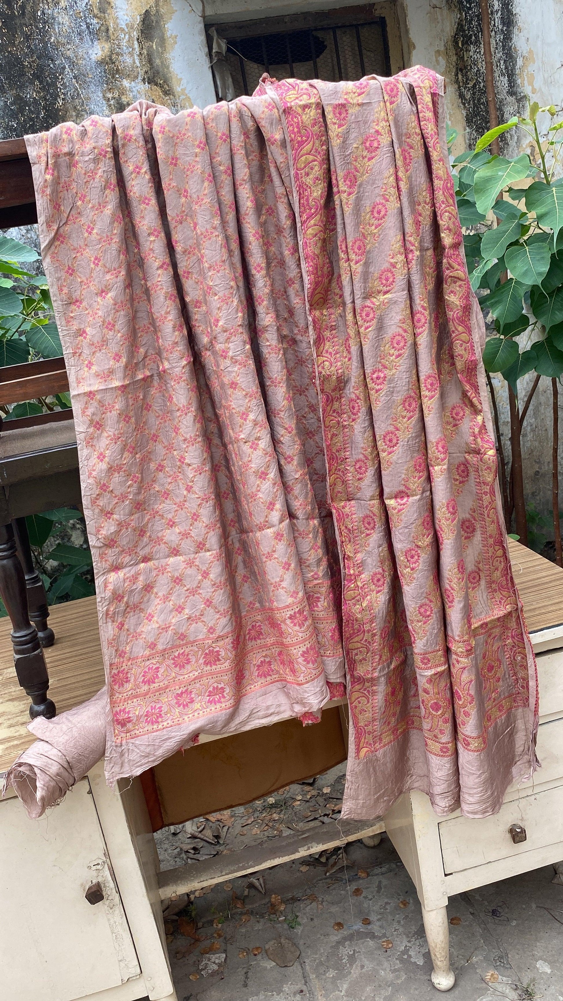 Grey Handloom Pure Chiffon Banarasi 3 pcs ladies suit by Shades Of Benares - banarasi - banarasi saree shop