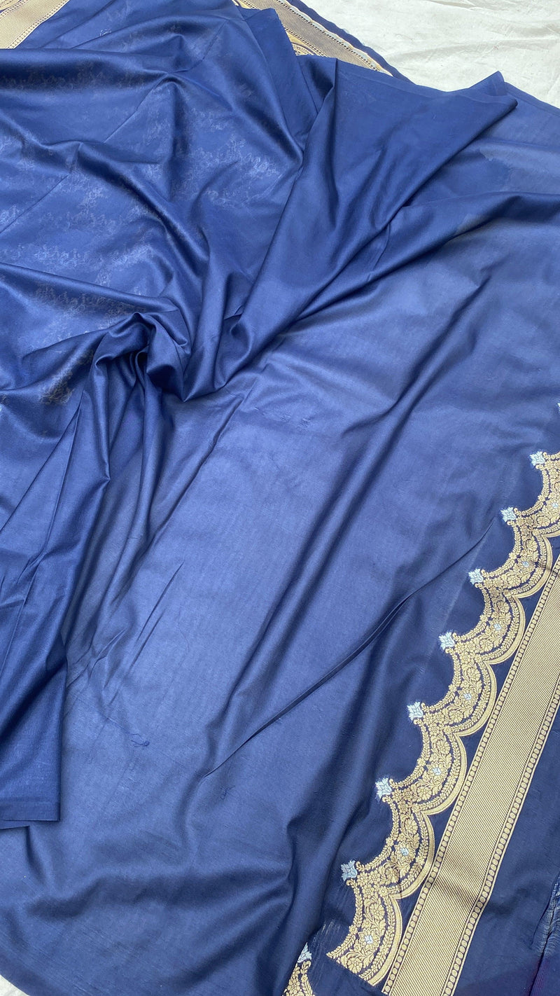 Handwoven Blue Banarasi Katan Silk Sari - Shades Of Benares