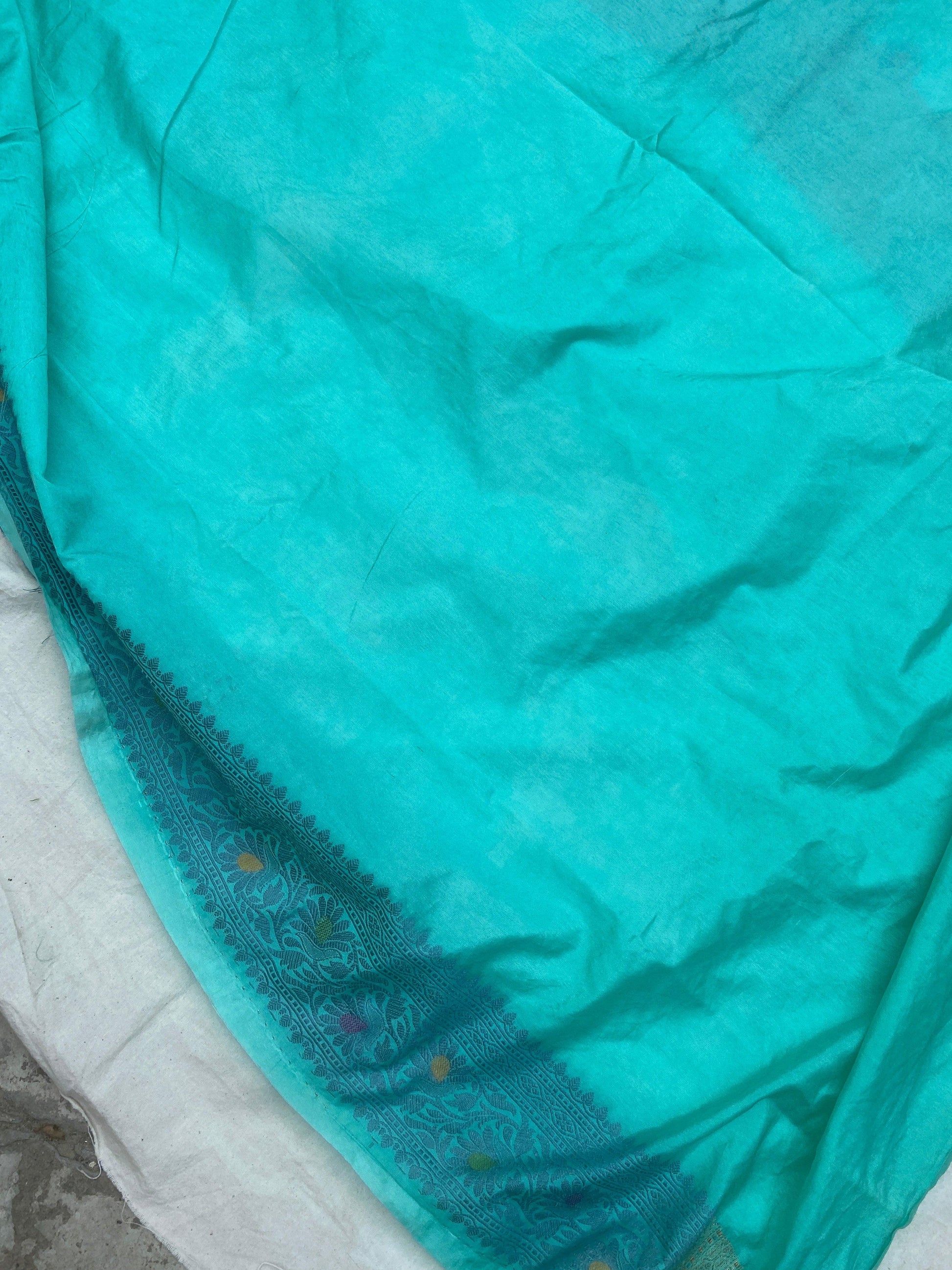 Handwoven Blue Banarasi Silk Sari by Shades Of Benares - banarasi - banarasi saree shop