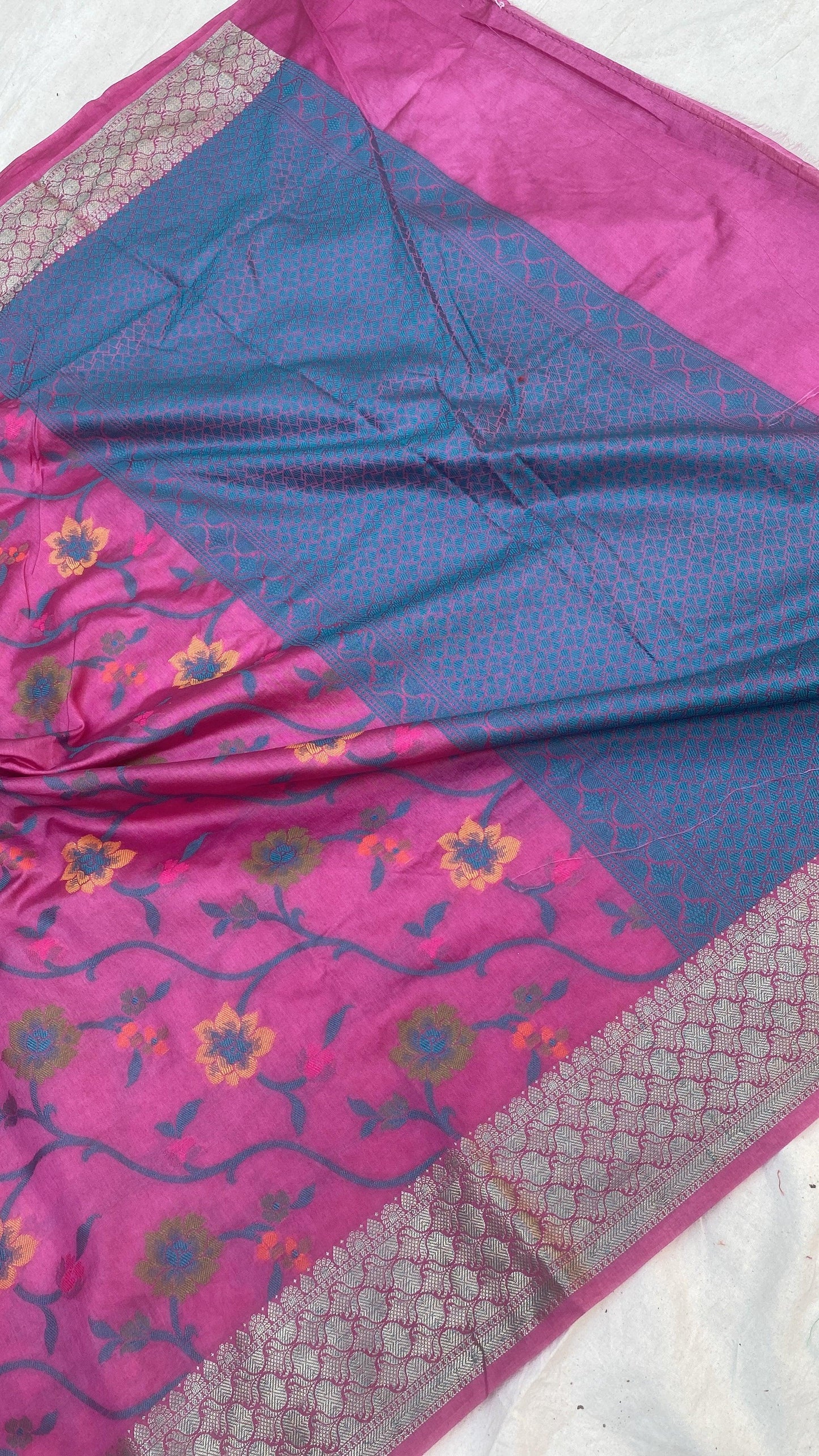 Handwoven Pink Banarasi Silk Sari by Shades Of Benares - banarasi - banarasi saree shop