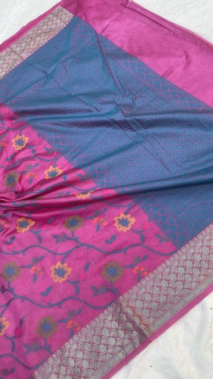 Handwoven Pink Banarasi Silk Sari by Shades Of Benares - banarasi - banarasi saree shop