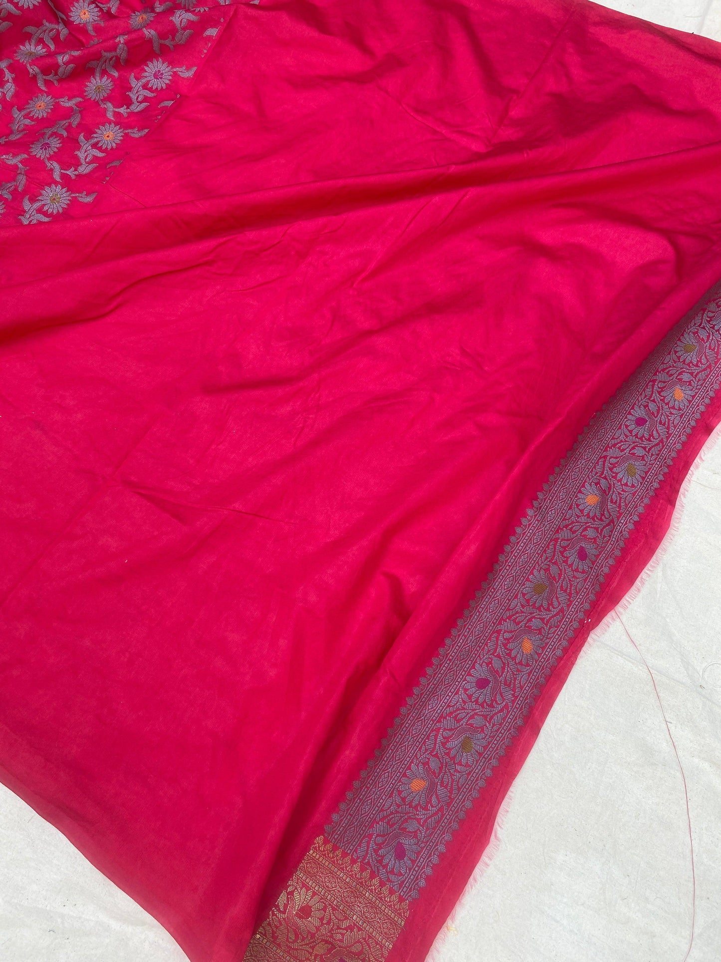 Handwoven Strawberry Pink Banarasi Silk Sari by Shades Of Benares - banarasi - banarasi saree shop