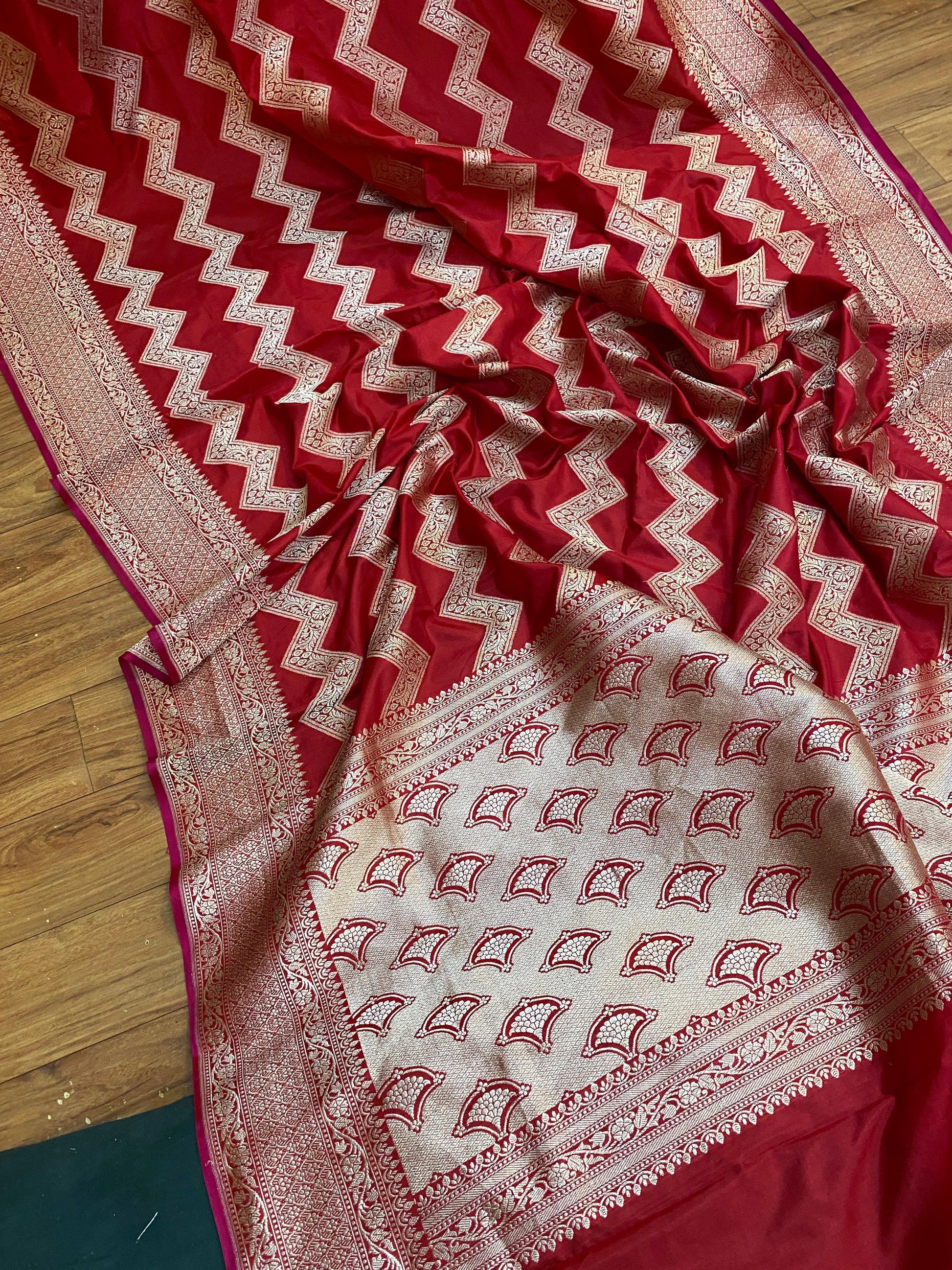 Hot RedPure Banarasi Katan Silk Handloom Saree by Shades Of Benares - banarasi - banarasi saree shop