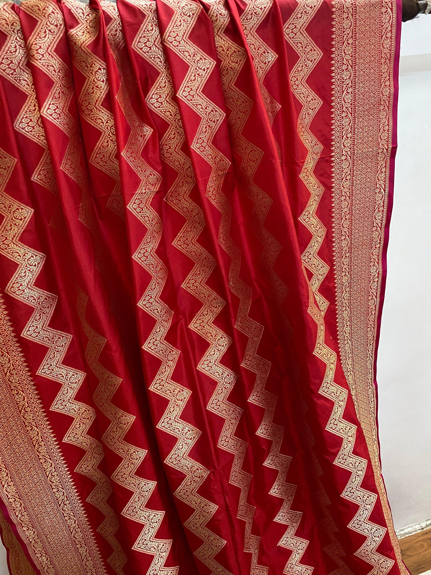 Hot RedPure Banarasi Katan Silk Handloom Saree by Shades Of Benares - banarasi - banarasi saree shop