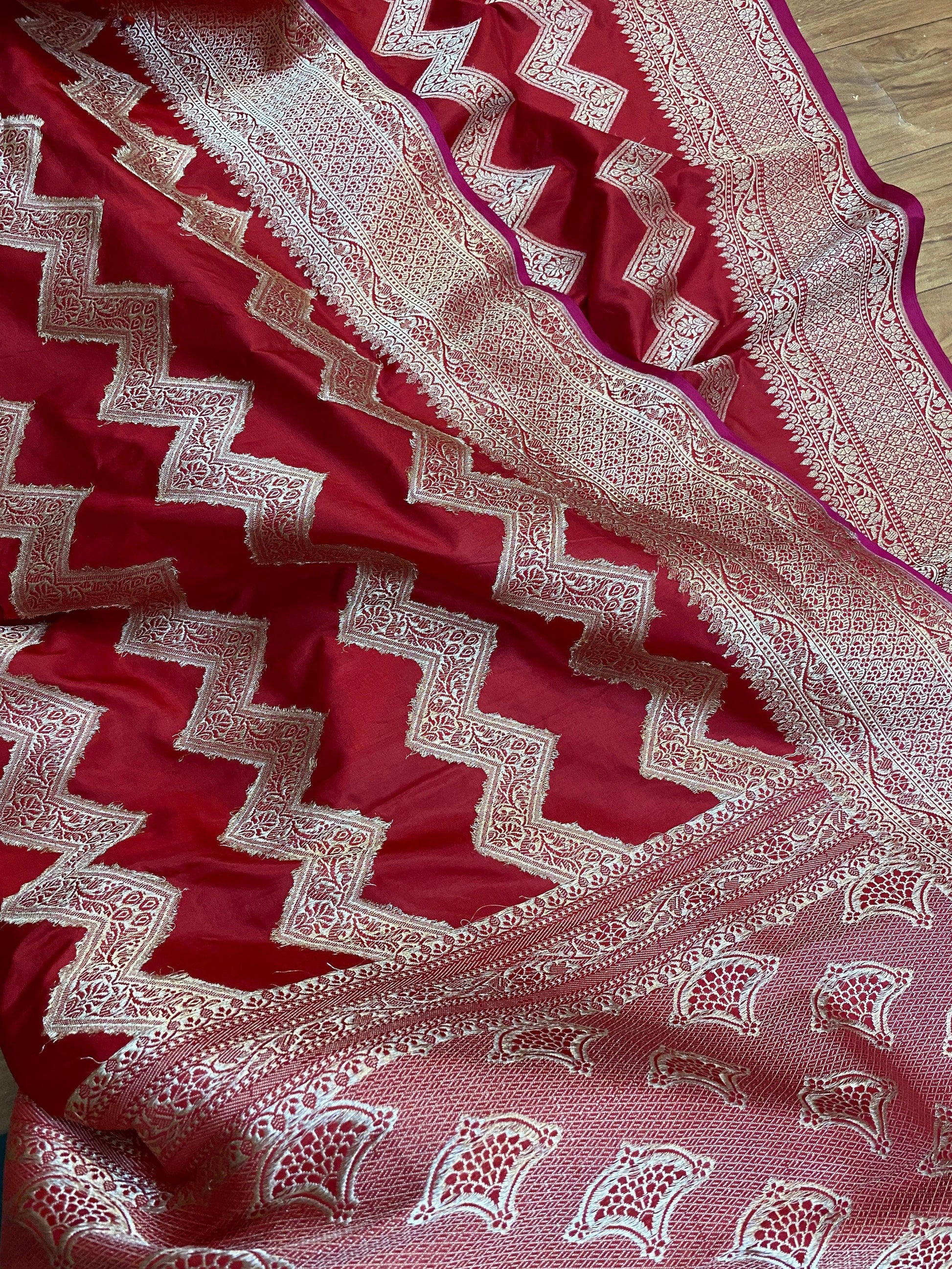 Hot RedPure Banarasi Katan Silk Handloom Saree by Shades Of Benares - banarasi - banarasi saree shop