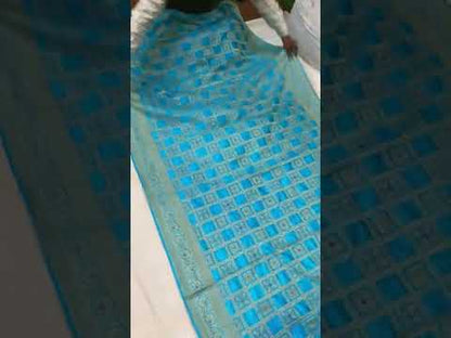 Blue Banarasi Katan Soft Silk Handloom Saree