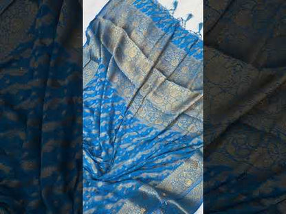 Blue Handloom Pure Chiffon Banarasi Saree