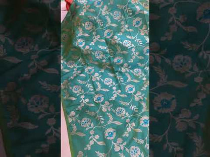 Sea Green  Pure Banarasi Katan silk Handloom fabric