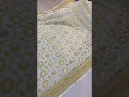 Pure Banarasi Chiffon Georgette Khaddi handloom saree, buti (MSKC01)