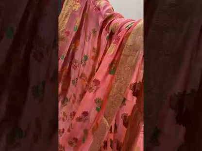 Matt Pink Pure Banarasi Katan Silk Handloom Saree