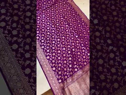 Purple Pure Katan Silk Handloom Banarasi Saree