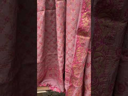 Peach Handloom Pure Chiffon Banarasi 3 pcs ladies suit