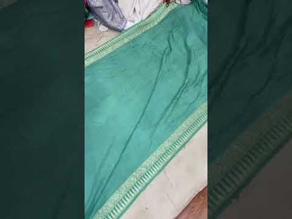 Sea Green Pure Banarasi Khaddi Moonga Silk Handloom  Saree