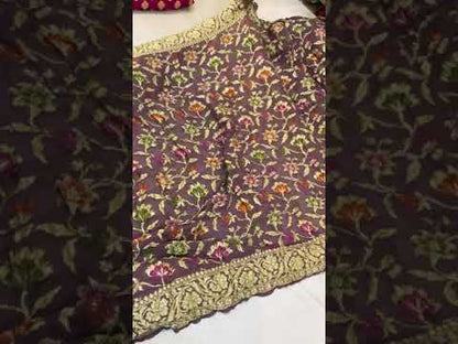 Pure Banarasi Georgette Khaddi handloom saree, Minakari Jaal (MSKA00)