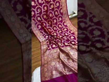 Magenta Pure Banarasi Katan Silk Handloom Saree