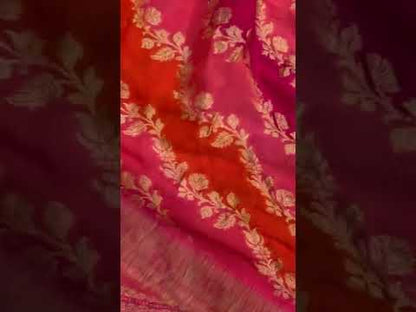 Pink Pure Banarasi Khaddi Georgette Handloom  Saree - Rangkaat