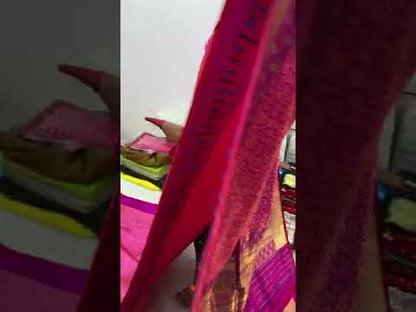 Dark Pink Pure Banarasi Katan Silk Handloom Saree