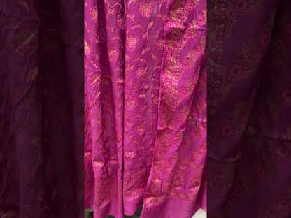 Pink Handloom Pure Chiffon Banarasi 3 pcs ladies suit